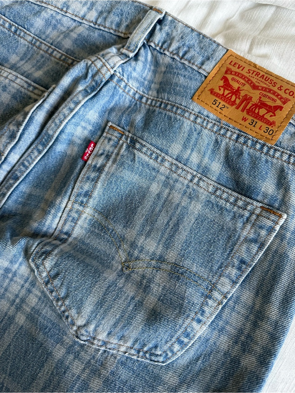 Levi's 512 Slim Taper Fit plaid print Jeans - Light Blue 31x30